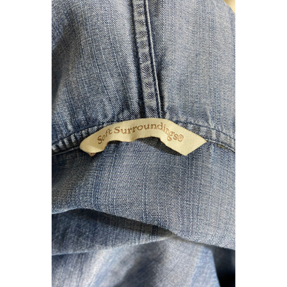 Soft Surroundings Blue Denim Hooded Tencel Shirt Women’s - Picture 7 of 7